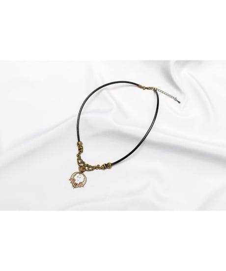 【Hiina Rose】／バット×クロス アラベスク・レザーネックレス（ブロンズ）【数量限定販売】