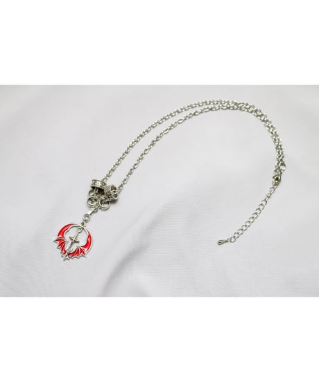 【Hiina Rose】／バット×クロス ゴシック・チェーンネックレス（レッド）【期間限定・ご予約特典あり!!】