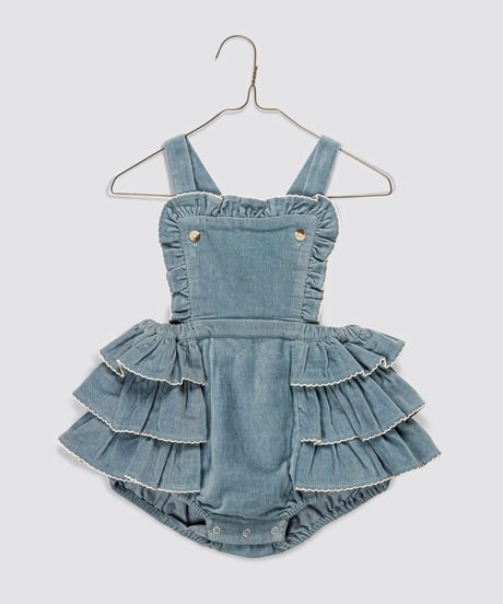 Little Cotton Clothes - Velvet Dhalia romper in Eggshell