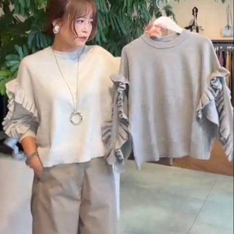 コットンカシミアフリルオーバーニット