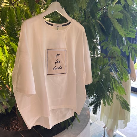麻見えボックス刺繍Tシャツ