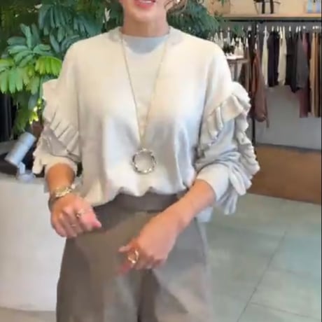 コットンカシミアフリルオーバーニット