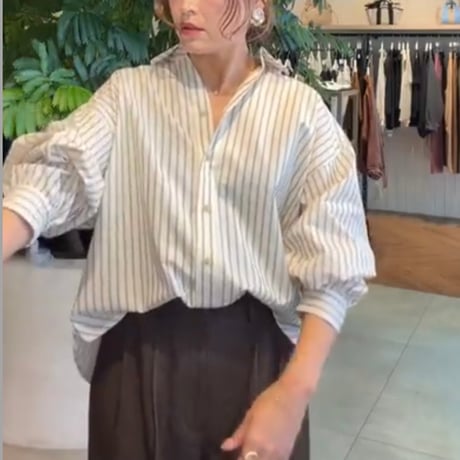 バックリボンストライプブラウス