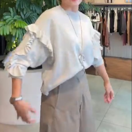 コットンカシミアフリルオーバーニット