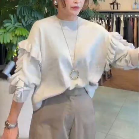 コットンカシミアフリルオーバーニット