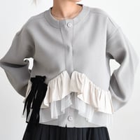 ランダムリボンフリルニットカーデ