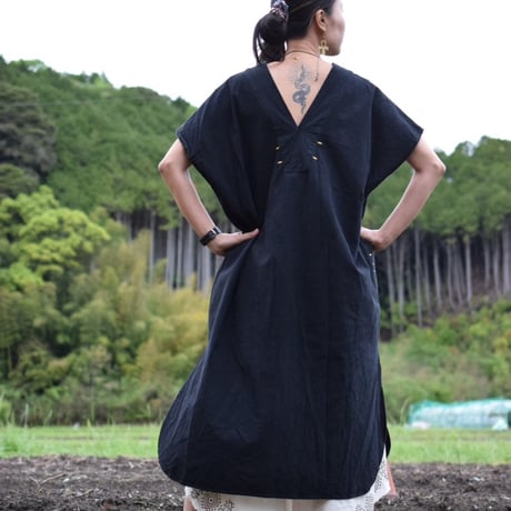 カフタン風刺繍ワンピース-アップサイクル古着-