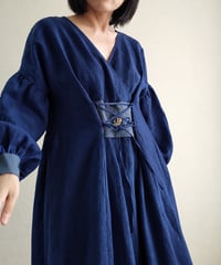 月の刺繍のレースアップロングワンピース【凛】【ふたつの色】
