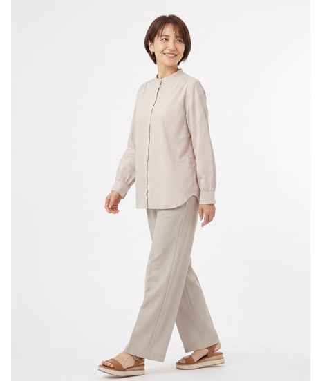〈MARUTA〉 '100/2コットンストライプバンドカラーシャツ'