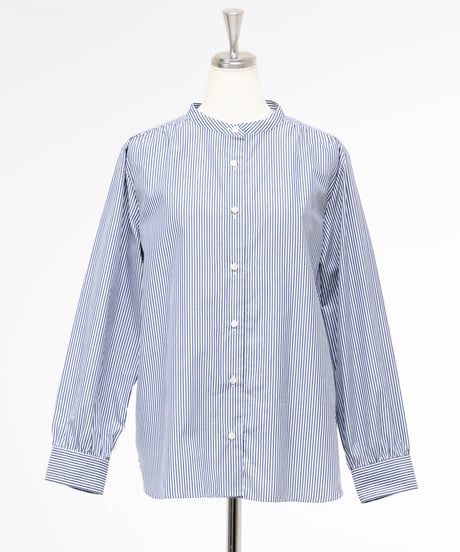 〈MARUTA〉 '100/2コットンストライプバンドカラーシャツ'