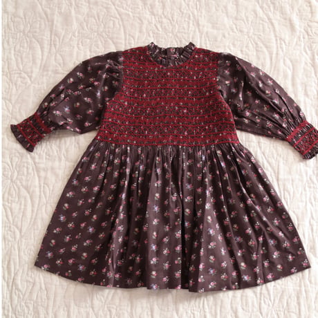 Bonjour  Handsmock dress with collar Little bouquet print