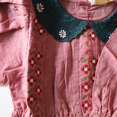Bonjour  Embroidered dress Red chambray