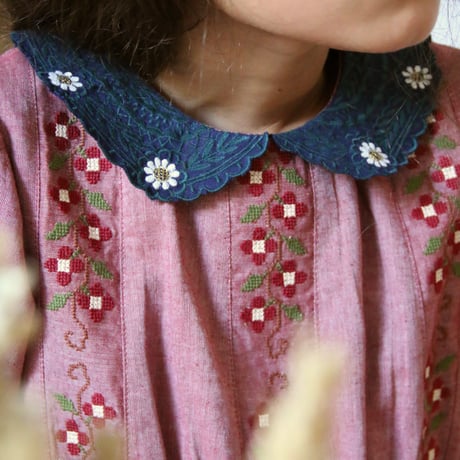 Bonjour  Embroidered dress Red chambray