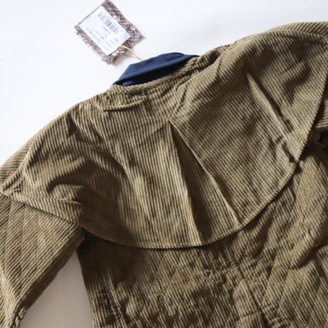 Bonjour  Trench coat with cape Kaki corduroy / Navy denim collar