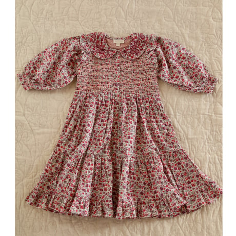 Bonjour  Long dress with embroidered collar Flowers field print