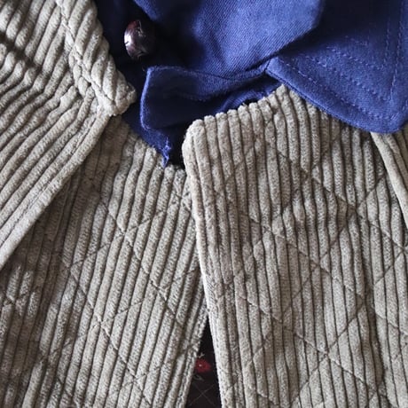 Bonjour  Trench coat with cape Kaki corduroy / Navy denim collar