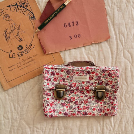 Bonjour  Quilted school pencil case Flowers field print