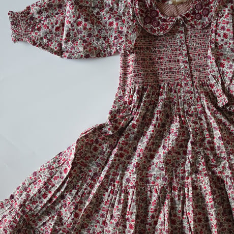 Bonjour  Long dress with embroidered collar Flowers field print