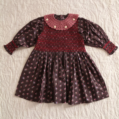 Bonjour  Handsmock dress with collar Little bouquet print