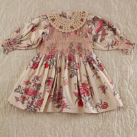 Bonjour  Handsmock dress with crochet collar Vence print
