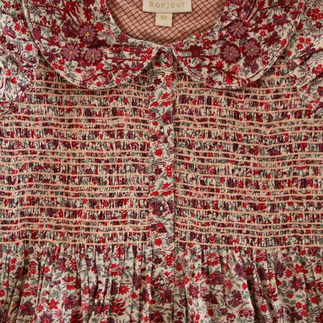 Bonjour  Long dress with embroidered collar Flowers field print