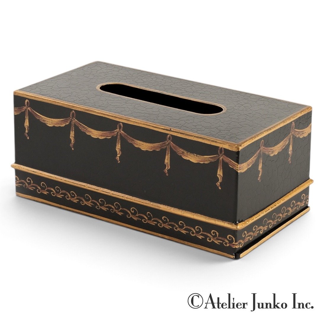 byoka ティッシュボックス ケース 黒 真鍮Tissue Box Black ティッシュボックス メタル ゴールドボーダー ブラック Tissue cover