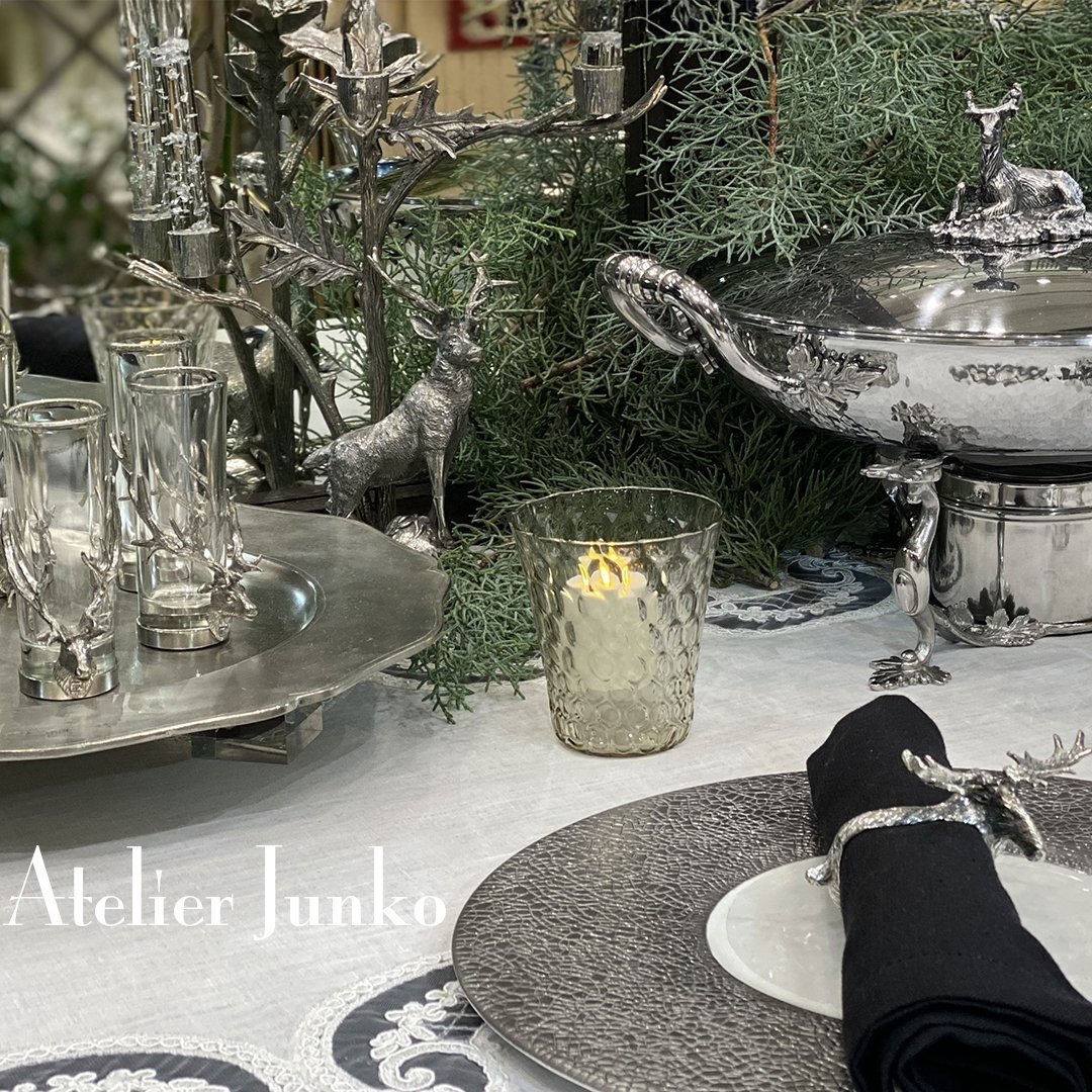 フランス　シルバーガラス蓋物　アール・デコ　Atelier moderne　純銀 ショットグラス トール ディアー Shot glass Deer | Atelier Junk