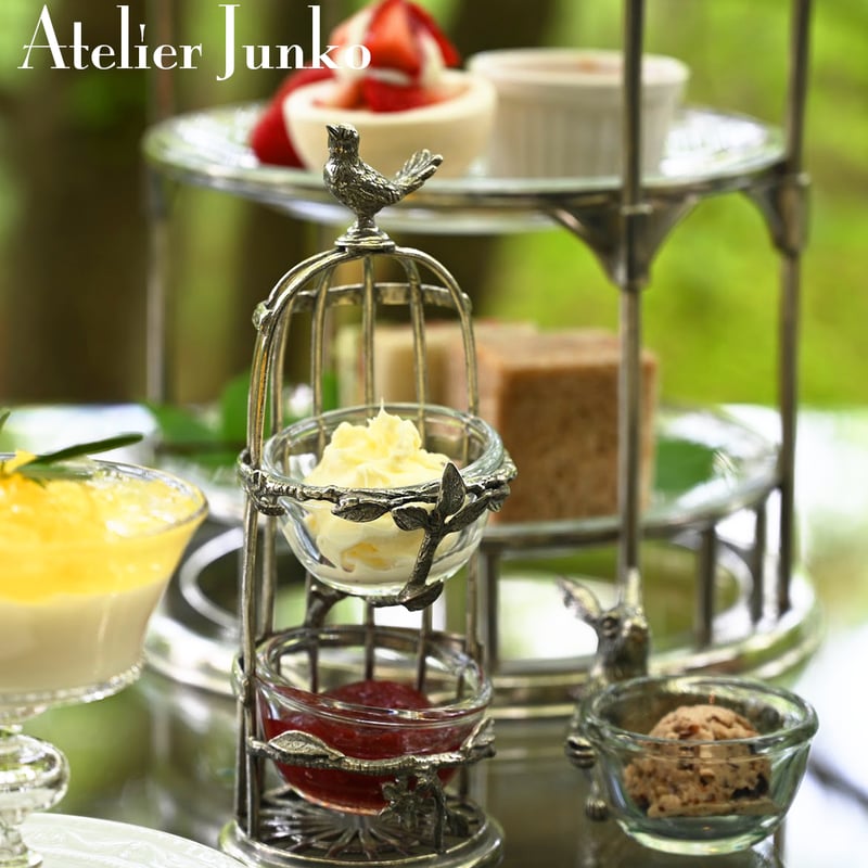 アトリエジュンコ バード スパイスホルダーとバターディッシュ スパイスホルダー＆スプーン ツーグラス バードケージ Spice Holder