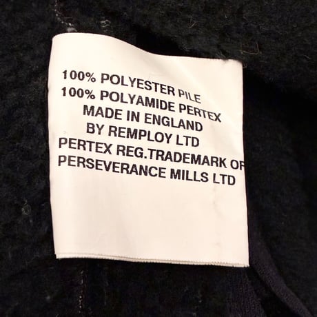 MADE IN ENGLAND製 90s TRAX PERTEX素材 裏ボア ハーフジッププルオーバーナイロンジャケット ネイビー Sサイズ