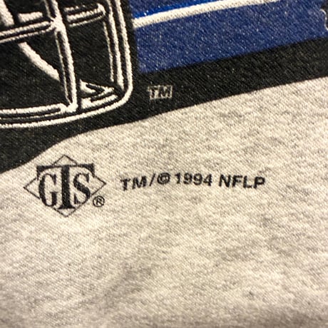 レア MADE IN USA製 90s GTS × NFL NEW YORK GIANTS 1994年 プリント刺繍入り ツートンカラー スウェットトレーナー グレー×ブルー Lサイズ