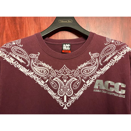 激レア ACC ASIAN CAN CONTROLERZ ペイズリーバンダナ柄 半袖プリントTシャツ ワイン Mサイズ