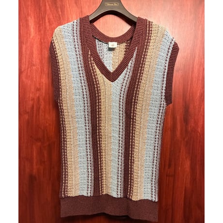 【UNITED ARROWS 取り扱い】 MADE IN JAPAN製 6 ROKU 和紙 Vネックベスト マルチカラー Fサイズ