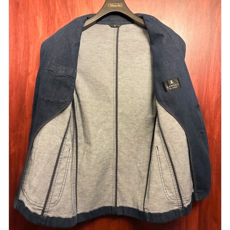 MADE IN JAPAN製 LANVIN COLLECTION デニムニット テーラードジャケット インディゴ 48サイズ
