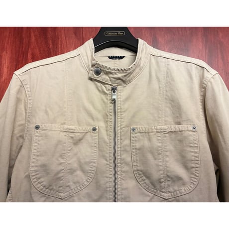 MADE IN ITALY製 SISLEY フルジップコットンライダースジャケット ベージュ 46サイズ