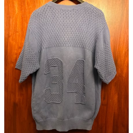 激レア PHENOMENON 2014年SSモデル フットボールジャージデザイン 半袖ニットTシャツ ネイビー 40/Lサイズ