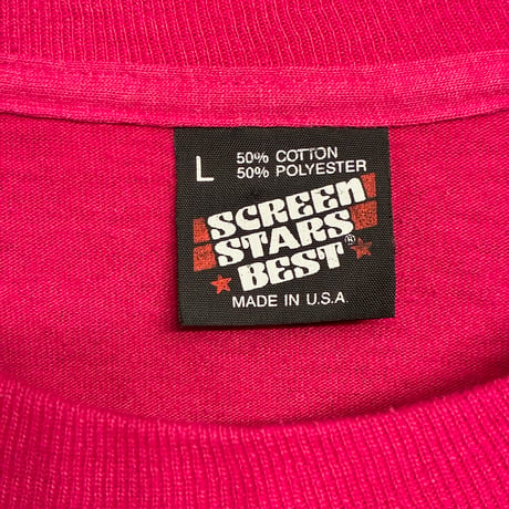 MADE IN USA製 90s SCREEN STARS BEST シングルステッチ パンダプリント 半袖Tシャツ マゼンタ Lサイズ