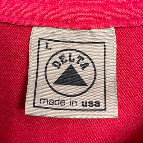 MADE IN USA製 90s DELTA BOSTON シングルステッチ プリントTシャツ レッド Lサイズ