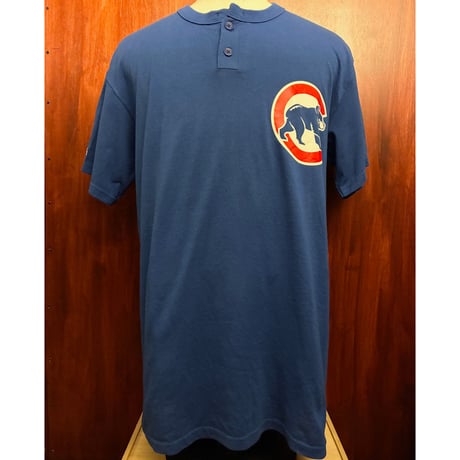 Majestic × MLB CHICAGO CUBS ヘンリーネックTシャツ ブルー Lサイズ