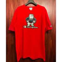 Champion ブルドック刺繍ワッペンTシャツ レッド XLサイズ