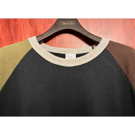 MADE IN USA製 Champion T1011 ラグランスリーブカットソー マルチカラー Mサイズ