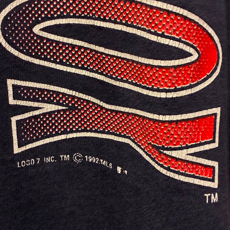 MADE IN USA製 90s LOGO7 × MLB BOSTON RED SOX 1992 プリントTシャツ ネイビー XLサイズ