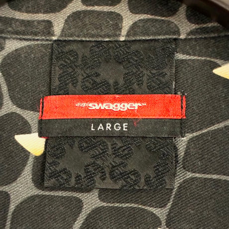 激レア MADE IN JAPAN製 SWAGGER 2009年SSモデル クロコダイル柄 半袖シャツ ブラック Lサイズ