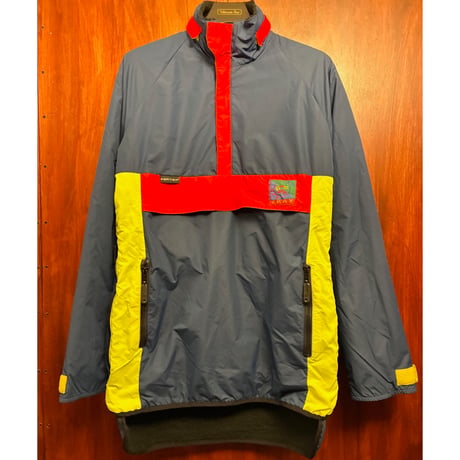 MADE IN ENGLAND製 90s TRAX PERTEX素材 裏ボア ハーフジッププルオーバーナイロンジャケット ネイビー Sサイズ