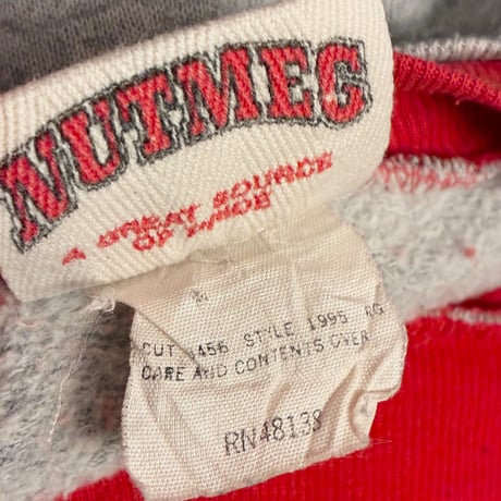 レア MADE IN USA製 80s NUTMEG MILLS OHIO STATE BUCKEYES 1989年 カレッジプリント ツートンカラー スウェットトレーナー レッド×グレー Lサイズ