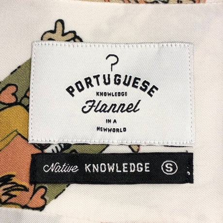 MADE IN PORTUGAL製 PORTUGUESE FLANNEL 総柄 半袖アロハシャツ ホワイト Sサイズ