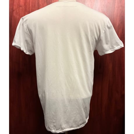 MADE IN ITALY製 MAGLIA 「MAGLIA DA non si fa!」 プリント入り VネックTシャツ ホワイト Sサイズ