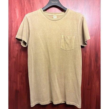 MADE IN USA製 Velva Sheen ポケット付き 半袖クルーネックTシャツ マスタード Sサイズ