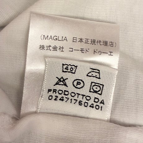 MADE IN ITALY製 MAGLIA 「MAGLIA DA non si fa!」 プリント入り VネックTシャツ ホワイト Sサイズ