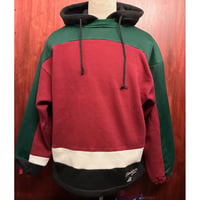 ☆タグ付き新古品☆ MADE IN TAIWAN製 90s Reebok メッシュ切り替え オーバーサイズ プルオーバーパーカー マルチカラー Sサイズ