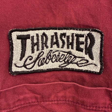 レア Subciety × THRASHER コラボレーションモデル バックプリント 半袖シャツ ワイン Lサイズ